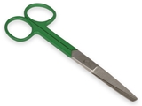 Show details for S/S STRAIGHT SCISSORS - green ring - blunt/sharp - 14 cm