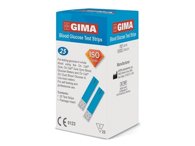 Picture of ТЕСТ - ПОЛОСКИ НА ГЛЮКОЗУ для "Gima Glucose Monitor", 25 шт.