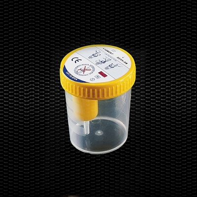 Picture of “SEKUR TAINER”® Polypropylene urine container graduated 120 ml with yellow screw cap with samplig device for vacuum tubes STERILE R 100pcs
