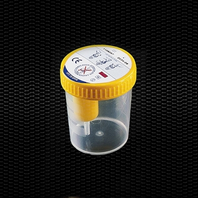 Picture of “SEKUR TAINER”® Polypropylene urine container graduated 120 ml with yellow screw cap with samplig device for vacuum tubes STERILE R 100pcs