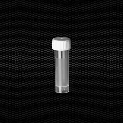 Picture of Polipropilēna cilindriska mēģene 16x58 mm 5 ml ar graduētu, baltu skrūvējamu korki, apmalota ar matētu etiķeti 100gb