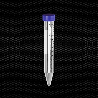 Picture of Konusveida polipropilēna mēģene 17x120 mm 15 ml, ar zilu skrūvējamu korķi, iespiestu gradāciju un rakstīšanas virsmu 100gb