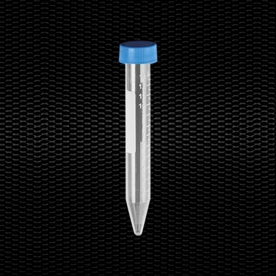Picture of Polypropylene conical test tube 17x120 mm 15 ml graduated with screw cap and writing surface 100pcs