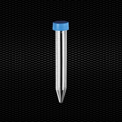 Picture of Polystyrene conical test tube 17x120 mm 15 ml graduated with screw cap 100pcs