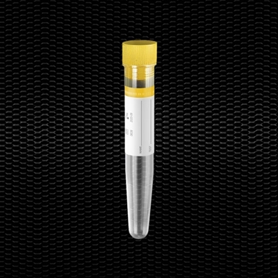 Picture of Sterila polipropilēna koniska testa mēģene 16x100 mm 10 ml ar dzeltenu aizbāzni un dzeltenu etiķeti 100gb
