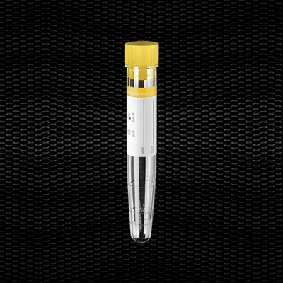 Picture of Sterile polystyrene conical test tube 16x100 mm 10 ml with yellow stopper and yellow label 100pcs