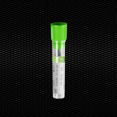 Picture of K2 EDTA gaiši zaļas krāsas aizbāznis 12x56 mm tilp. 2,5 ml plakanā dibena testa mēģene 100gb