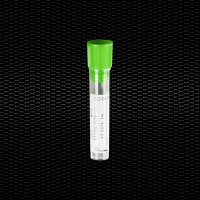 Picture of 12x56 mm test tube flat bottom with K2 EDTA x 1 ml of blood light green stopper 100pcs