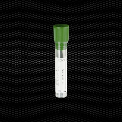 Picture of 12x56 mm test tube flat bottom with K3 EDTA x 1 ml of blood dark green stopper 100pcs
