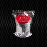 Show details for Polystyrene urine container 150 ml with red press-on cap and white label individually wrapped STERILE R 100pcs