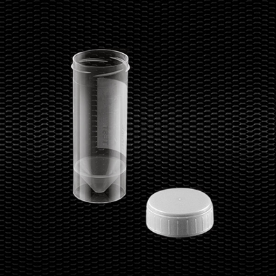 Picture of Transparent polypropylene urine container 30 ml with separated white screw cap 100pcs