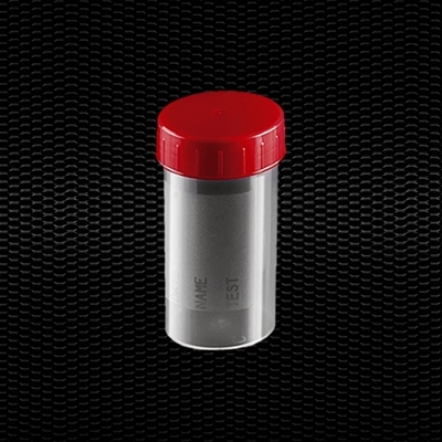 Picture of Transparent polypropylene universal container 60 ml with red screw cap 100pcs