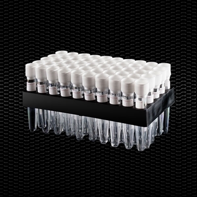 Picture of Polystyrene conical test tube 16x103 mm 10 ml with rim with white stopper and label 100pcs