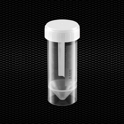 Picture of Polypropylene faeces container 30 ml 27x80 mm with white screw inserted cap 100pcs