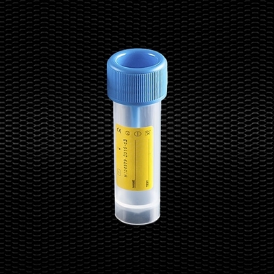 Picture of Polypropylene faeces container 30 ml labelled with screw light blue cap 100pcs