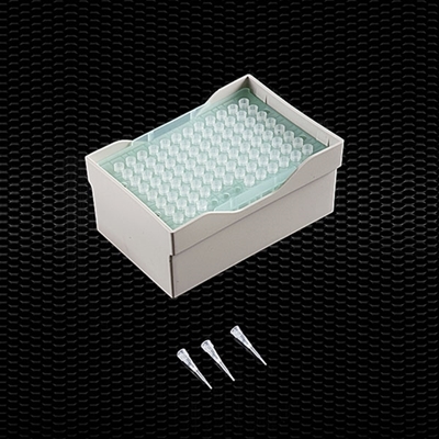 Picture of Sterile neutral tips GILSON-KARTELL type, with filter 0,1-10 μl in rack of 96 places box