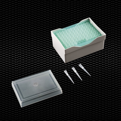 Picture of Sterile neutral tips GILSON-KARTELL type, with filter 2-100 μl in rack of 96 places box
