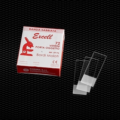 Picture of 	Microscope slides 26x76 mm ground edges and frosted thickness 0,9-1,0 mm 100pcs