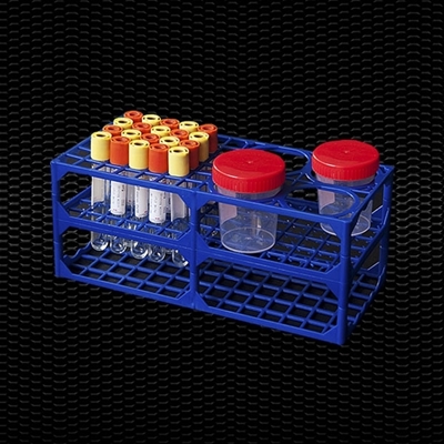Picture of 	Double rack for nr. 84 test tubes or for nr. 42 test tubes and nr. 4 urine containers 120 ml 1pcs