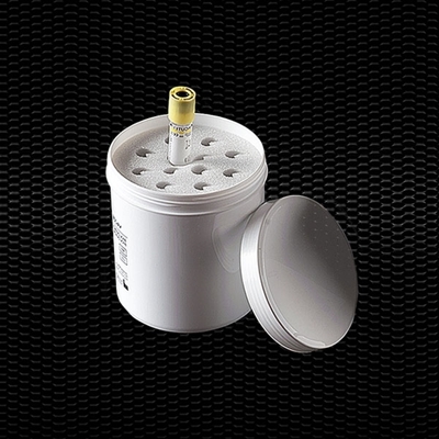 Picture of Polypropylene round container with screw lid for transport of 12 tubes Ø 12-13 and Ø 16 mm 1pcs
