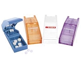 Show details for COLOUR PILL SPLITTER (3 white, 3 light blue, 3 lavender, 3 transp.orange), 12 pcs.