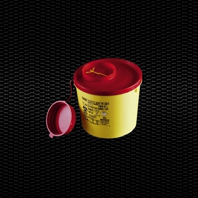 Picture of 	2 lt round disposable safety container for needles and cutting refusals with lid 100pcs