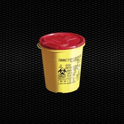 Picture of 1,5 lt round disposable safety container for needles and dangerous refusal with cover plate 100pcs