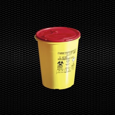 Picture of 2 lt round disposable safety container for needles and dangerous refusal with cover 0plate N1