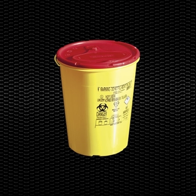 Picture of 3 lt round disposable safety container for needles and dangerous refusal with cover plate N1
