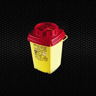 Picture of 2 lt square disposable safety cont. for needles and dangerous refusals with turning cap 100pcs