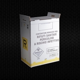 Show details for Cardboard for infectious clinical waste with BIOHAZARD logo 60 lt with bag and strap 100pcs