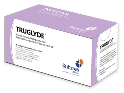 Picture of TRUGLYDE, шовный датчик, 2/0 3/8 окружности иглы 24мм - 70 см - фиолетовый, 12 шт.