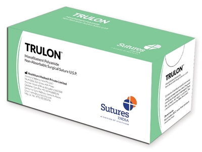 Picture of TRULON NON ABSORB. SUTURE gauge 2/0 circle 3/8 needle 26 mm - 45 cm - blue, 12 pcs.
