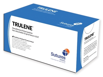 Picture of TRULENE NON absorb., šuvju uzlikšanas mērītājs 4/0, aplis 3/8, adata 19 mm -. 75 cm - zils, 12 gab.