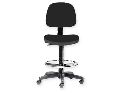 Picture of STOOL with backrest and ring - black 1pcs