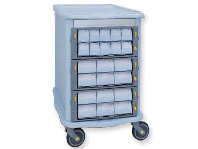 Picture of DOUBLE FACE PHARMACY TROLLEY - 3 large, 21 small drawers 1pcs