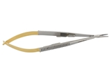 Show details for GOLD CASTROVIEJO NEEDLE HOLDER straight - 14 cm - plane tip, 1 pc.