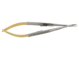 Show details for GOLD CASTROVIEJO NEEDLE HOLDER straight - 14 cm - plane tip, 1 pc.