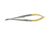 Show details for GOLD CASTROVIEJO NEEDLE HOLDER curved - 14 cm - plane tip, 1 pc.