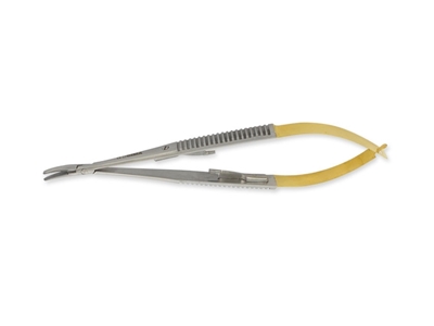 Picture of GOLD CASTROVIEJO NEEDLE HOLDER curved - 14 cm - plane tip, 1 pc.
