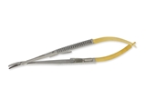 Show details for GOLD CASTROVIEJO NEEDLE HOLDER curved - 14 cm - rough tip, 1 pc.
