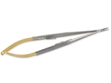 Show details for GOLD CASTROVIEJO NEEDLE HOLDER straight - 21 cm - rough tip, 1 pc.