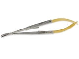Show details for GOLD CASTROVIEJO NEEDLE HOLDER curved - 21 cm - rough tip, 1 pc.