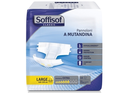 Picture of SOFFISOF CLASSIC INCONTINENCE PAD - moderate incontinence - large box of 90