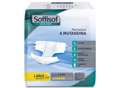 Picture of SOFFISOF AIR DRY INCONTINENCE PAD - moderate incontinence - large box of 90