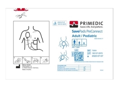 Picture of SAVE PADS PRECONNECT-SET pieaugušajam / bērnam vismaz 1 gads HeartSave, jo S.N.739XXXXXXX komplekts 2