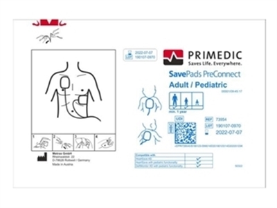 Picture of  SAVE PADS PRECONNECT-SET adult/child minimum 1 year for HeartSave since S.N.739XXXXXXX kit of 2