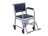 Show details for COMMODE WHEELCHAIR with castors - stainless steel, 1 pc.