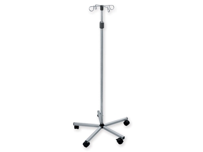 Picture of I.V.STAND ON 5 WHEELS TROLLEY - stainless steel - 4 s/s hooks, 1 pc.
