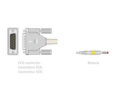 Picture of EKG PACIENTU KABELIS 2,2 m - ar banānu saderīgs Bionet, Spengler, citi, 1 gab.